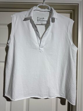 Frank & Eileen Women Popover White Sleeveless Polo Tank Size M